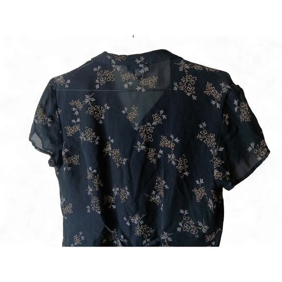 Vintage Ann Taylor 100% Silk Floral Blouse Black Size 10 Made in India - Picture 8 of 12